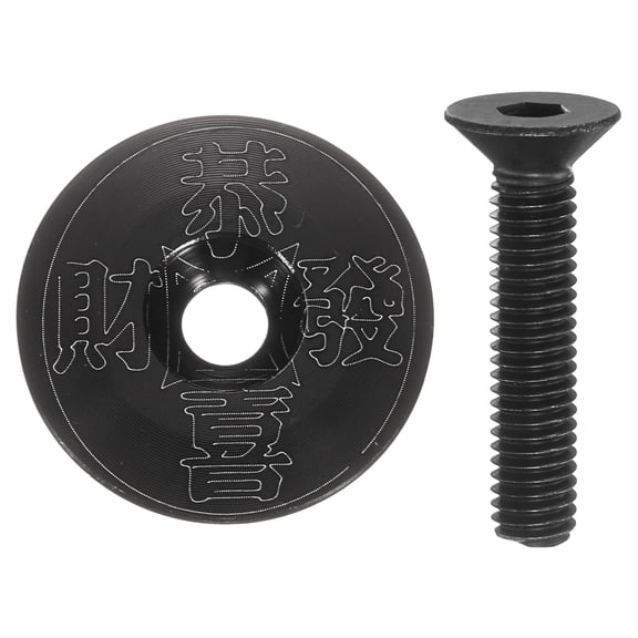 Uxcell 1 1/4" OD Bicycle Headset Stem Top Cap Aluminum Alloy Cycling Headset Cover Stem with M6 Bolt for MTB Bike Road Bike, Black