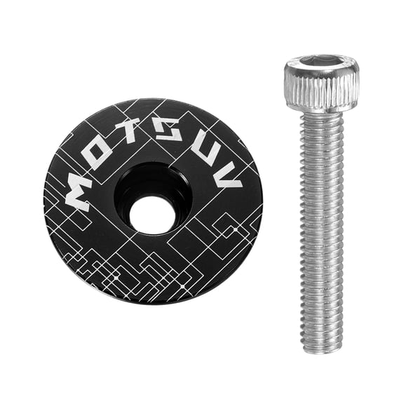 Uxcell 1 1/4" OD Bicycle Headset Stem Top Cap Aluminum Alloy Cycling Headset Cover Stem with M6 Bolt for Mountain Bicycle Road Bicycle MTB, Black