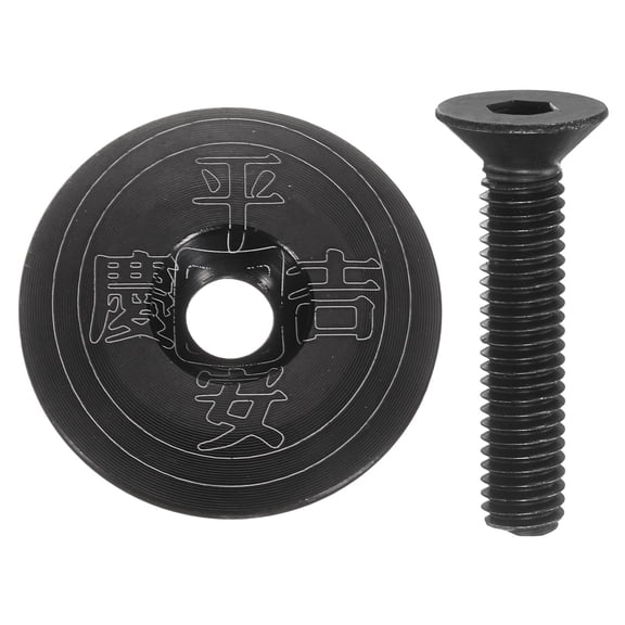 Uxcell 1 1/4" OD Bicycle Headset Stem Top Cap Aluminum Alloy Cycling Headset Cover Stem with M6 Bolt for Mountain Bike Road Bike, Black