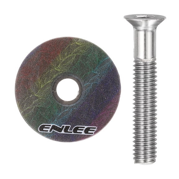 Uxcell 1 1/4" OD Bicycle Headset Stem Top Cap Carbon Fiber Cycling Headset Cover Stem with M6 Bolt for Road Bike MTB, Red Black