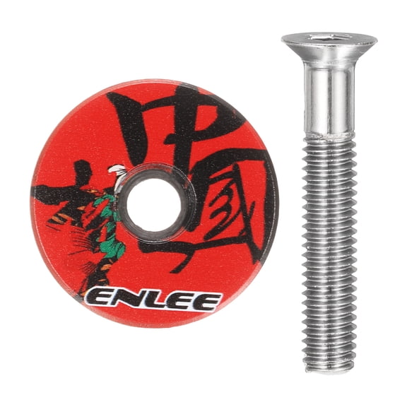 Uxcell 1 1/4" OD Bicycle Headset Stem Top Cap Carbon Fiber with M6 Bolt for Mountain and Road Bikes, Pink