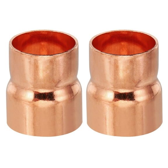 Uxcell 1 1/4" to 1 1/8" ID Copper Reducer, 2pcs Copper Reducing Coupling Pressure Fitting Pipe Tube Connector Adapter