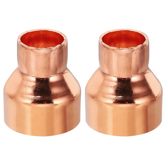 Uxcell 1 1/4" to 7/8" ID Copper Reducer, 2pcs Copper Reducing Coupling Pressure Fitting Pipe Tube Connector Adapter