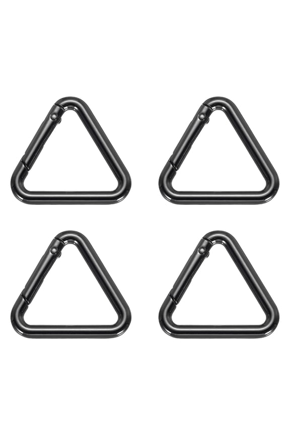 1-1/5" Metal Triangle Ring Buckle Triangle Jump Rings Spring Snap Clip Trigger Keychain Black 4 Pack