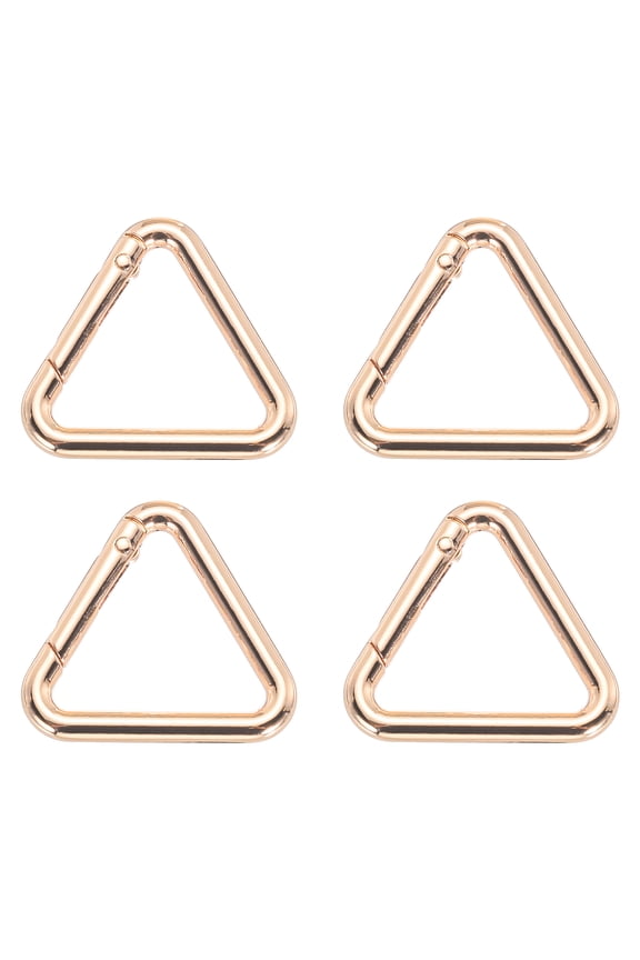 1-1/5" Metal Triangle Ring Buckle Triangle Jump Rings Spring Snap Clip Trigger Keychain Gold Tone 4 Pack
