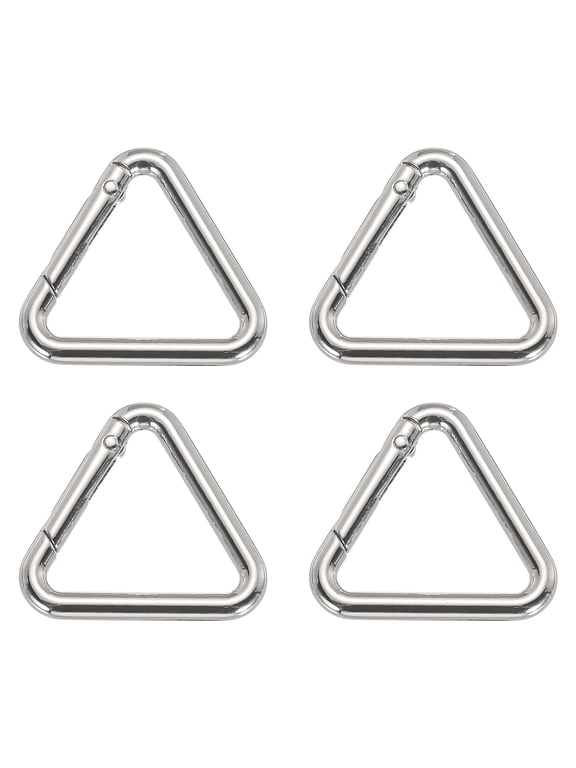 1-1/5" Metal Triangle Ring Buckle Triangle Jump Rings Spring Snap Clip Trigger Keychain Silver Tone 4 Pack