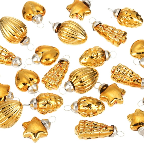Uxcell 1-1.5 inch Glass Christmas Ornaments Christmas Tree Decorations for Parties 25 Pcs Brown