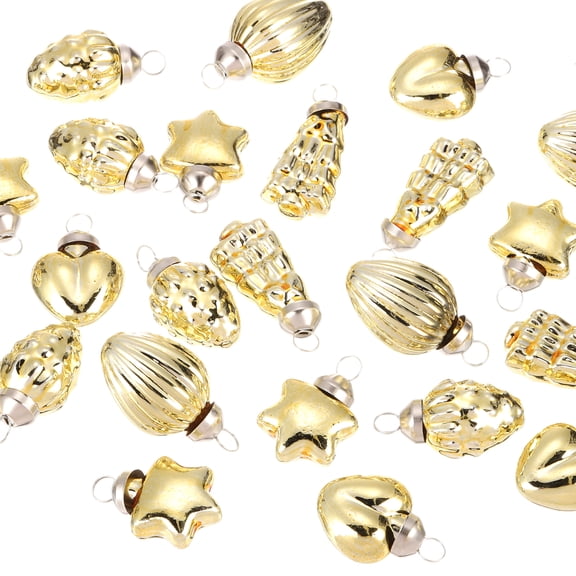 Uxcell 1-1.5 inch Glass Christmas Ornaments Christmas Tree Decorations for Parties 25 Pcs Gold