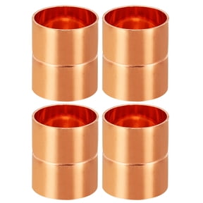 Uxcell 1-1/8 Inch ID Copper Coupling Fittings, 4 Pcs Rolled Tube Stop Straight Pipe Fitting Welding Joint for HVAC