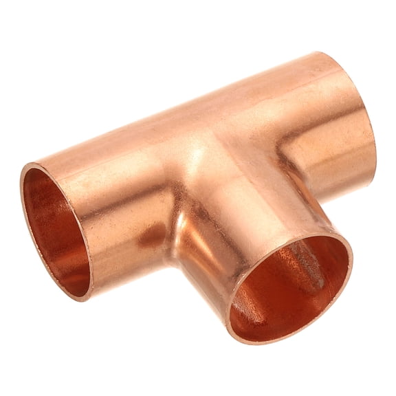 Uxcell 1-1/8 Inch ID Tee Copper Fitting, 1 Pack 3 Way Welding Joint Pressure Pipe Fitting with Sweat Connection for HVAC
