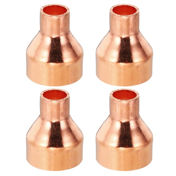 Uxcell 1 1/8" to 1/2" ID Copper Reducer, 4pcs Copper Reducing Coupling Pressure Fitting Pipe Tube Connector Adapter