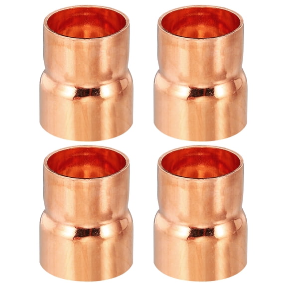 Uxcell 1 1/8" to 1" ID Copper Reducer, 4pcs Copper Reducing Coupling Pressure Fitting Pipe Tube Connector Adapter