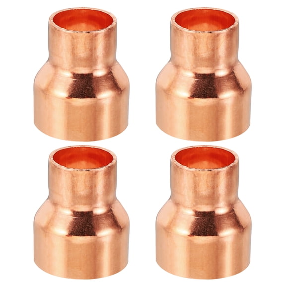 Uxcell 1 1/8" to 3/4" ID Copper Reducer, 4pcs Copper Reducing Coupling Pressure Fitting Pipe Tube Connector Adapter