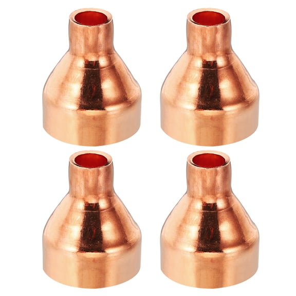 Uxcell 1 1/8" to 3/8" ID Copper Reducer, 4pcs Copper Reducing Coupling Pressure Fitting Pipe Tube Connector Adapter