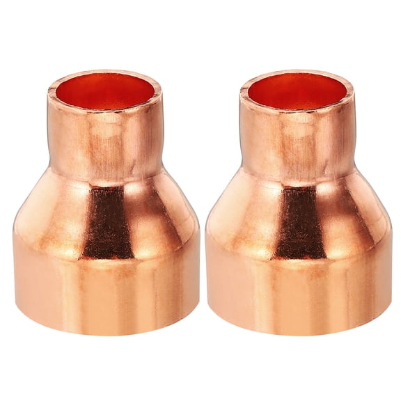Uxcell 1 1/8" to 5/8" ID Copper Reducer, 2pcs Copper Reducing Coupling Pressure Fitting Pipe Tube Connector Adapter
