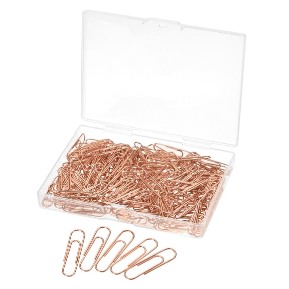 Uxcell 1.1 Inch Nickel Plated Paper Clips Rose Gold with Box for Office Home 400 Pack