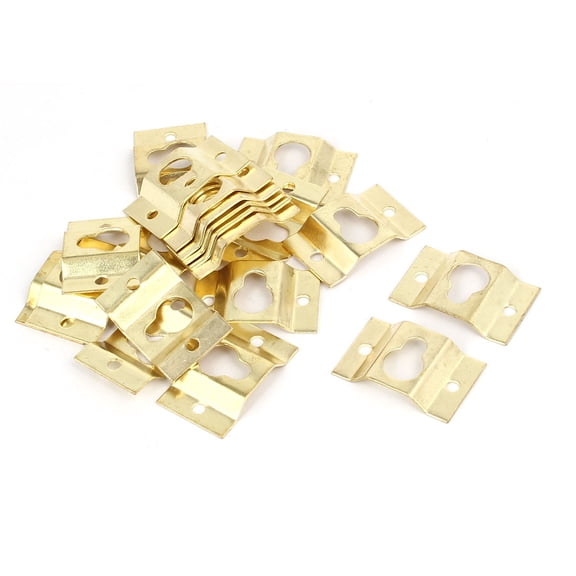 Uxcell 1.1" Length Gold Tone Metal Wall Mounted Photo Frame Hidden Hook, 20 Pack