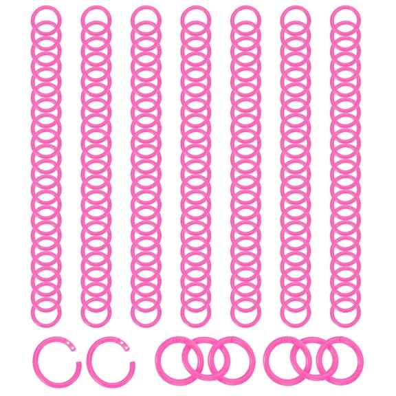 Uxcell 1.1" Loose Leaf Binder Rings, 210Pcs Binder Ring Book Rings Plastic Key Rings for Paper Index Card Flash Card Book,Pink
