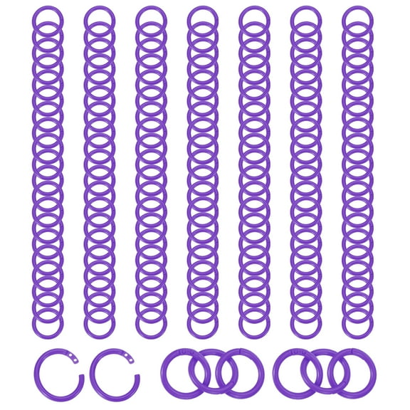 Uxcell 1.1" Loose Leaf Binder Rings, 210Pcs Binder Ring Book Rings Plastic Key Rings for Paper Index Card Flash Card Book,Purple