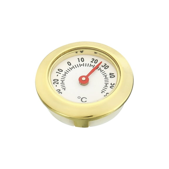 Uxcell 1.1" Mini Indoor Outdoor Thermometer Round Temperature Monitor Room Gauge, Gold