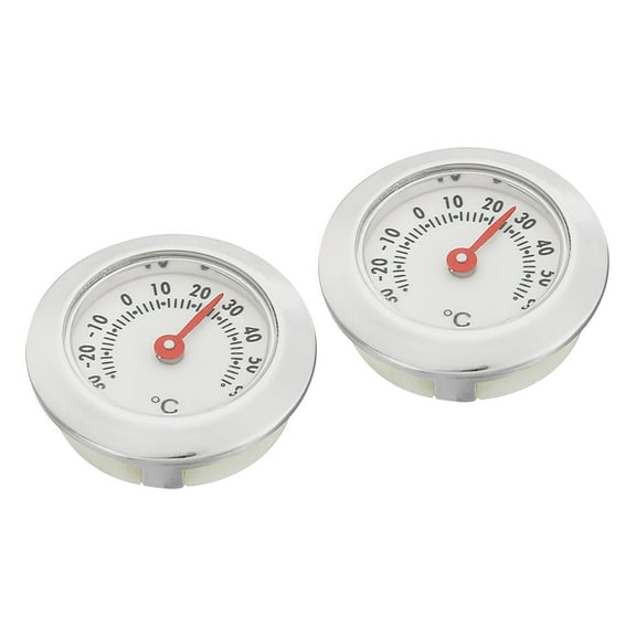 Uxcell 1.1" Mini Indoor Outdoor Thermometer Round Temperature Monitor Room Gauge, Silver 2 Pack