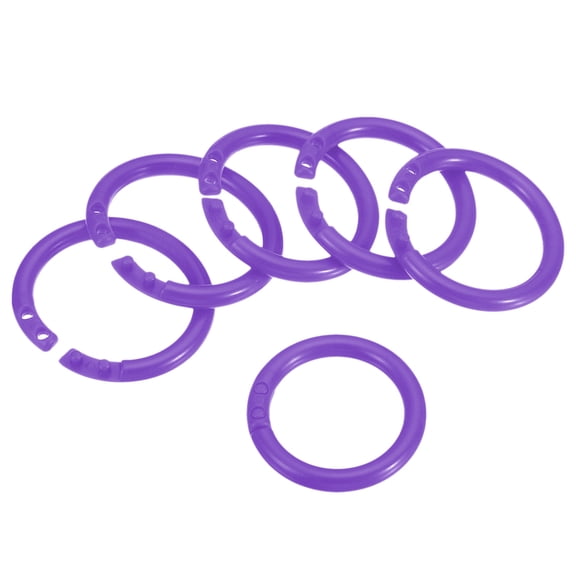 Uxcell 1.1" OD 0.8" ID Loose Leaf Rings Binder Ring Plastic for Book DIY Scrapbook Notebook, Purple 50 Pack