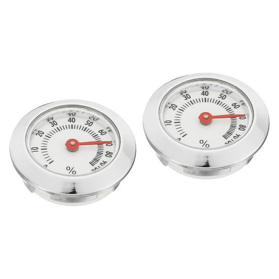 Uxcell 1.1" Round Indoor Outdoor Hygrometer No Battery Required Mini Humidity Gauge, Silver 2 Pack