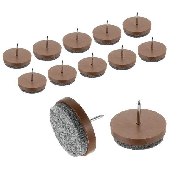 Uxcell 1.1" Screw-on Furniture Felt Pad Nail on Chair Leg Floor Protector Brown 40 Pcs