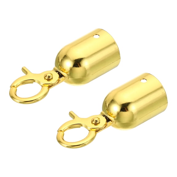 Uxcell 1.1" Stanchion Rope End Stopper Cord End Caps Barrier Rope End Cap Snap Hooks for Crowd Control, Golden 2 Pack