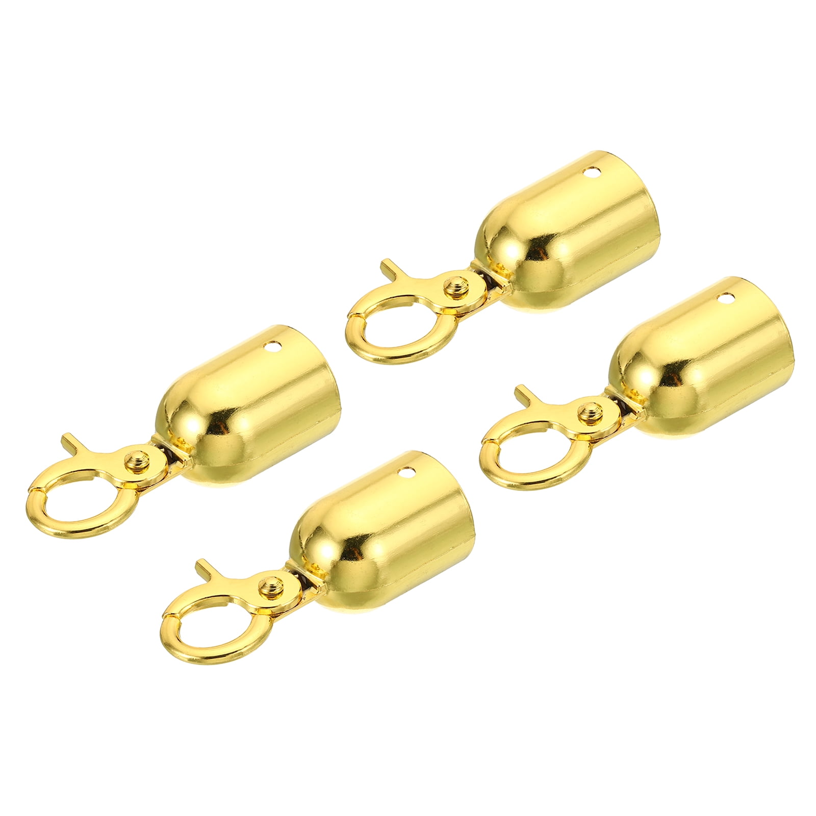 Uxcell 1.1 Stanchion Rope End Stopper Cord End Caps Barrier Rope End Cap  Snap Hooks for Crowd Control, Golden 4 Pack 