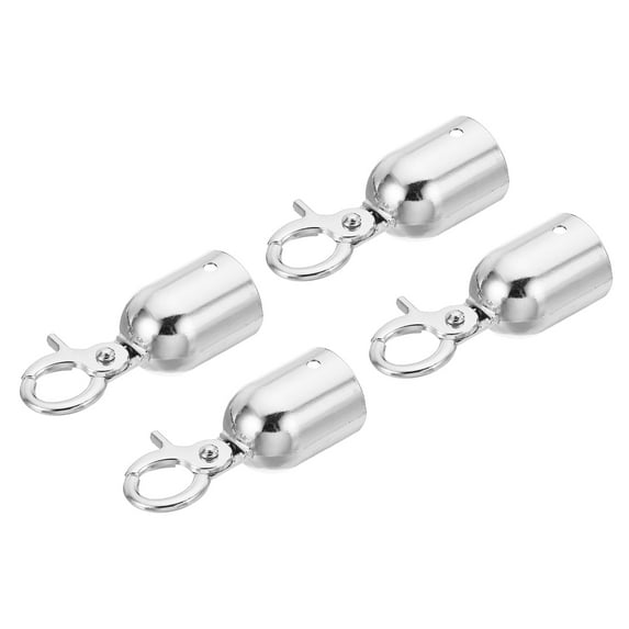 Uxcell 1.1" Stanchion Rope End Stopper Cord End Caps Barrier Rope End Cap Snap Hooks for Crowd Control, Silver 4 Pack