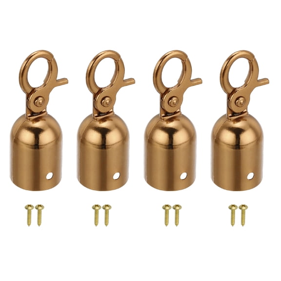 Uxcell 1.1"x3" Stanchion Rope End Stopper, 4 Pack Cord End Caps Barrier Rope End Cap Snap Hooks, Rose Gold
