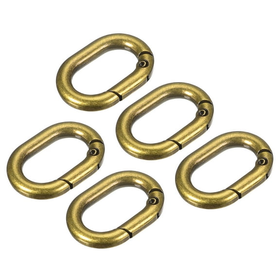 Uxcell 1.14 Inch Spring Oval Ring Round Snap Clip Trigger for Bag Purse Keychain, 5Pack Brass