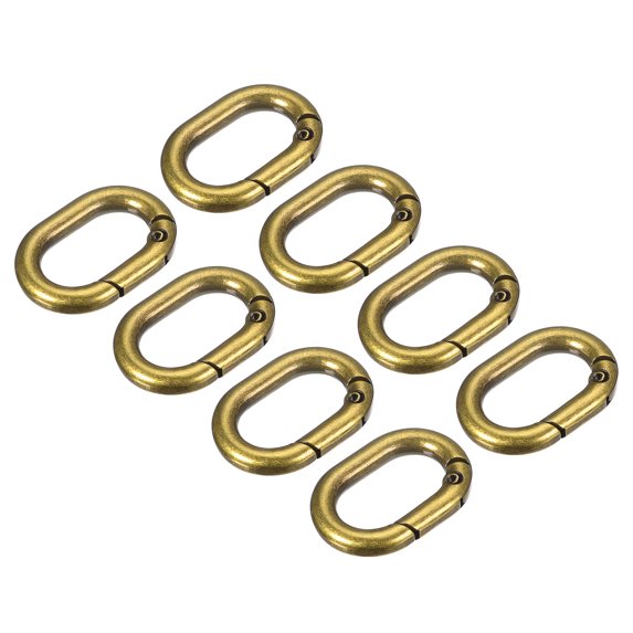 Uxcell 1.14 Inch Spring Oval Ring Round Snap Clip Trigger for Bag Purse Keychain, 8Pack Brass