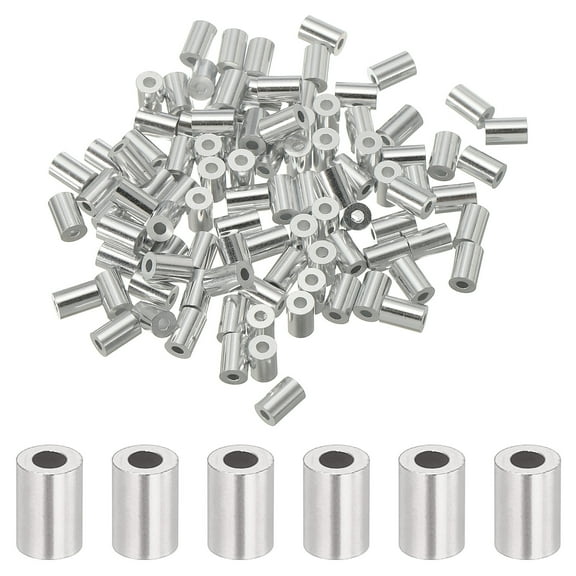 Uxcell Aluminum Crimping Loop Sleeve, Wire Rope Stop Sleeve Round Crimp Ferrules for Wire Rope and Cable Ferrule 1/16"(1.2mm)