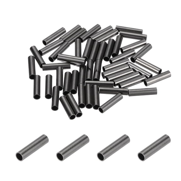 Uxcell 1/16" 1.5mm Wire Rope Loop Sleeve, 50 Pcs Copper Single Ferrule Crimping Loop Sleeve Cable Crimp Thimbles for Wire Rope Cable Fittings Rigging Fishing Line End, Black