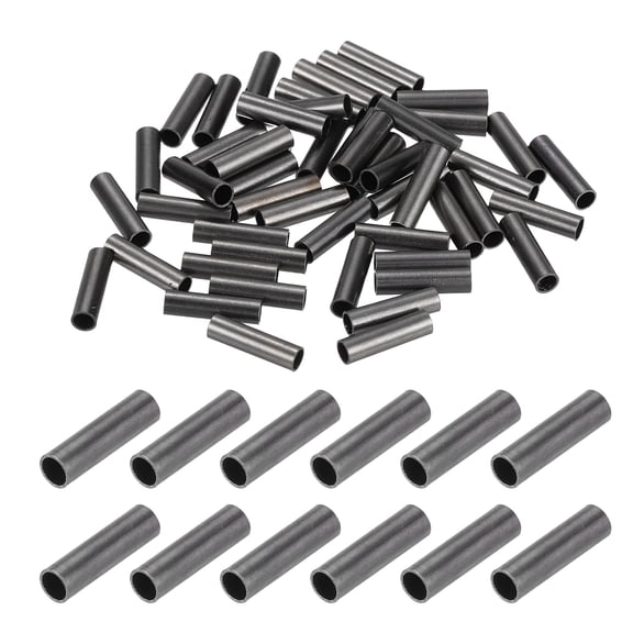 Uxcell 1/16" 1.7mm Wire Rope Loop Sleeve, 100 Pcs Copper Single Ferrule Crimping Loop Sleeve Cable Crimp Thimbles for Wire Rope Cable Fittings Rigging Fishing Line End, Black