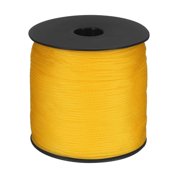 Uxcell 1/16 Inch Hollow Braided Polypropylene Rope, 492ft Utility Cord Waterproof String for Clothesline Camping Crafting Outdoor Golf Courses, Dark Yellow