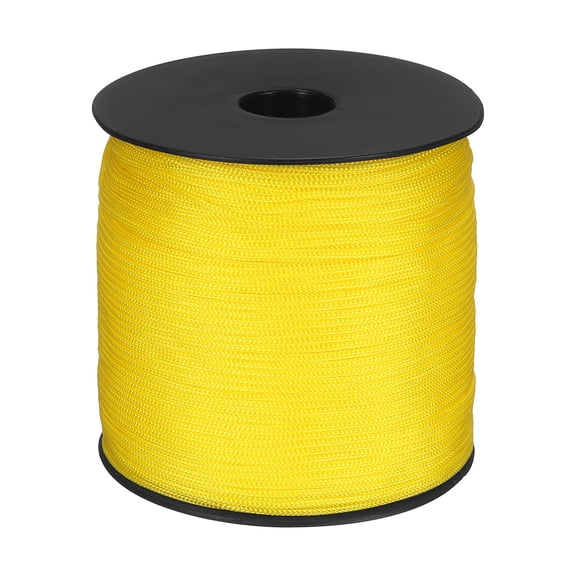 Uxcell 1/16 Inch Hollow Braided Polypropylene Rope, 492ft Utility Cord Waterproof String for Clothesline Camping Crafting Outdoor Golf Courses, Yellow