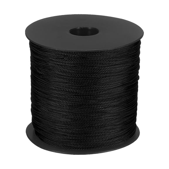 Uxcell 1/16 Inch Hollow Braided Polypropylene Rope, 492ft Utility Cord Waterproof String for Clothesline Camping Crafting Outdoor Golf Courses, Black