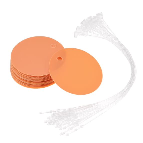 Uxcell 1.17 inch Round Plastic Tags Tear Proof Waterproof Price Tags with Tie 25 Pcs Orange