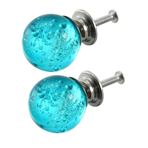 Uxcell 1.18'' Dia. Pulls Drawer Knobs Aluminum Alloy Blue 2Pcs