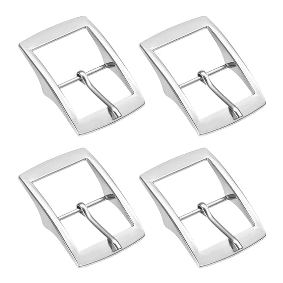 Uxcell 1.18 IN(30mm) Metal Single Prong Buckle [4Pcs] - Webbing Belts Center Bar Buckle - [Silver Tone] Square Loops Clasp