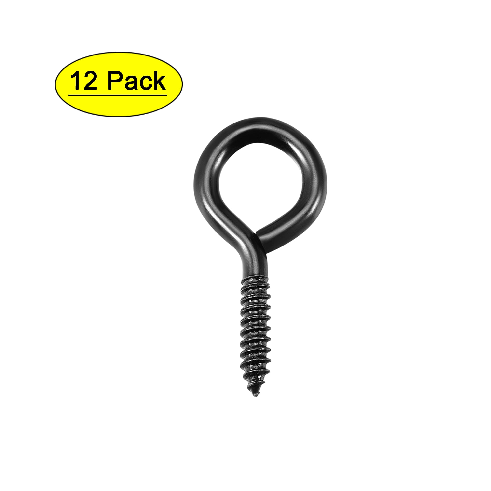 Uxcell 1.18 Iron Screw Eye Hooks Self Tapping Screws Screw-in Hanger Black  Black 12 Pack
