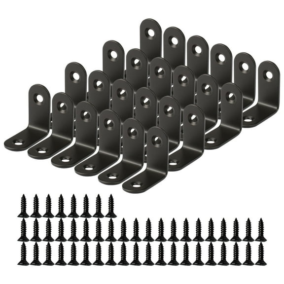Uxcell Angle Bracket Stainless Steel Black Brace Support With Screw for Furniture Shelves 1.18"x1.18"