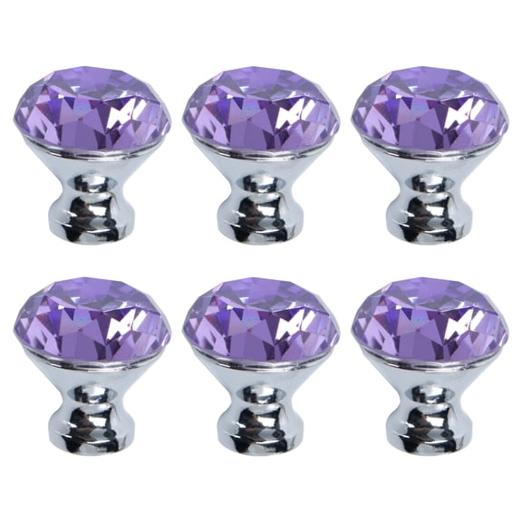 Uxcell 1.18" x 1.22" Wardrobe Dresser Door Knobs Pull Handle Crystal Purple 6pcs