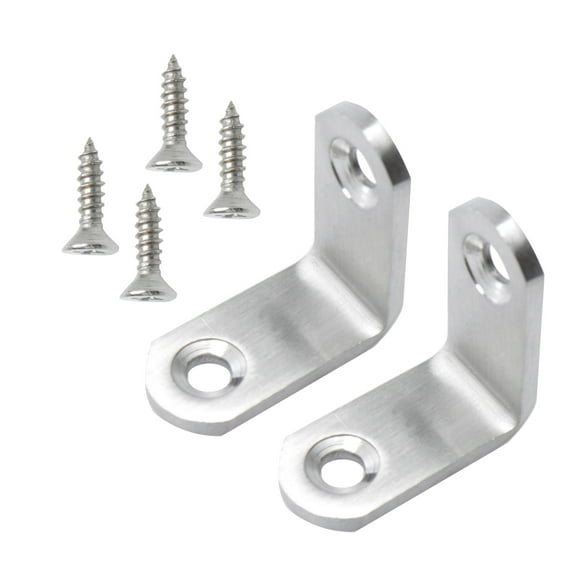 Uxcell 1.18''x1.18'' L Shaped Home Angle Brackets Corner Braces Support Stainless Steel Silver Tone 2pcs