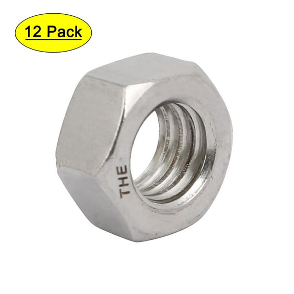 Uxcell 1/2"-12 BSW Thread 304 Stainless Steel Hex Nut Fastener Silver Tone (12-pack)