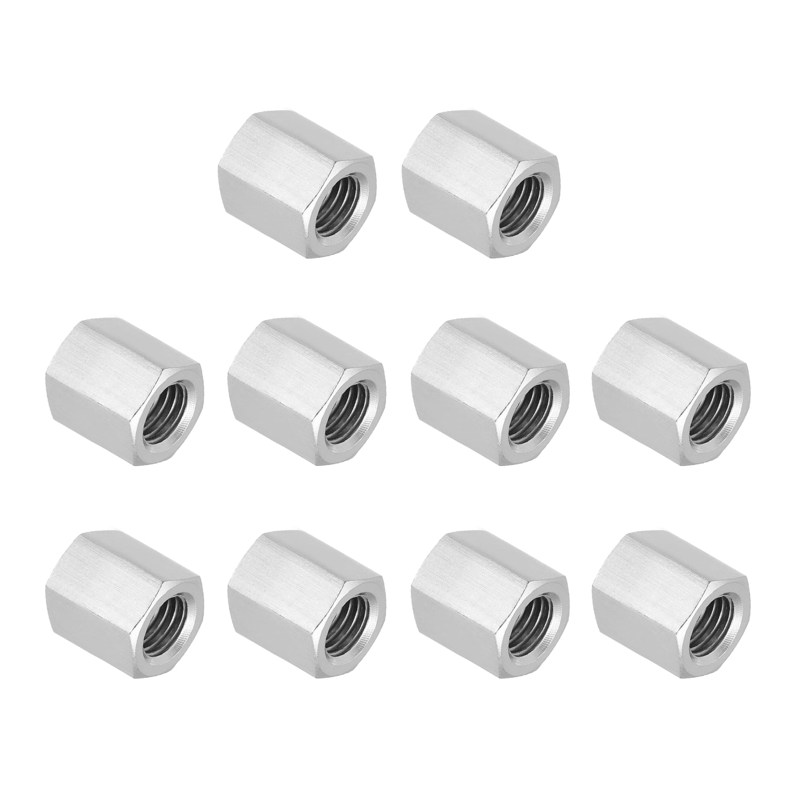 Uxcell 1/2"-13 UNC 304 Stainless Steel Hex Coupling Nuts, 10Pcs 0.8" Length Fully Threaded Rod Coupling Nut Studding Connector Fasteners, Silver Tone