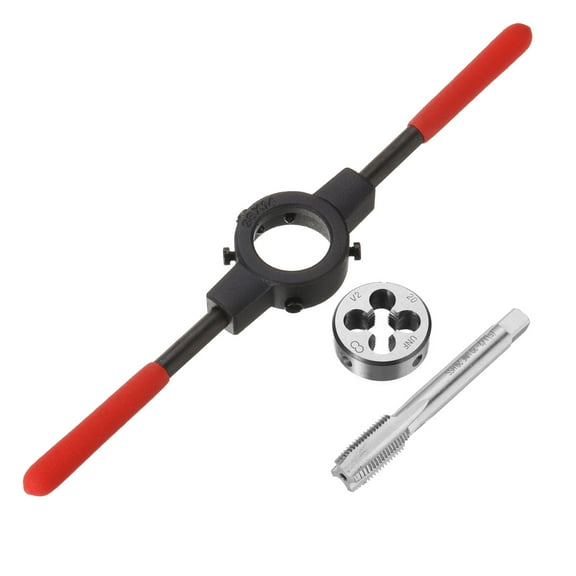Uxcell 1/2-20 UNF Tap and Die Set 1.5" Die Stock Wrench with Plastic Handle 3 Pack